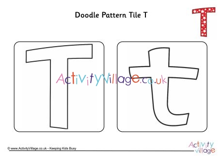 Doodle pattern tile alphabet T