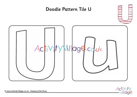 Doodle pattern tile alphabet U