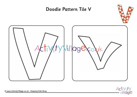 Doodle pattern tile alphabet V