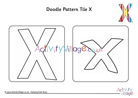 Doodle pattern tile alphabet X