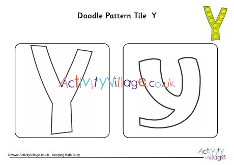 Doodle pattern tile alphabet Y