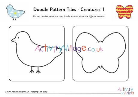 Doodle pattern tiles - creatures 1
