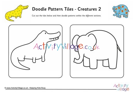 Doodle pattern tiles - creatures 2