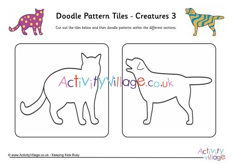 Doodle pattern tiles - creatures 3