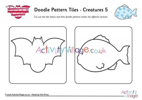 Doodle pattern tiles - creatures 5