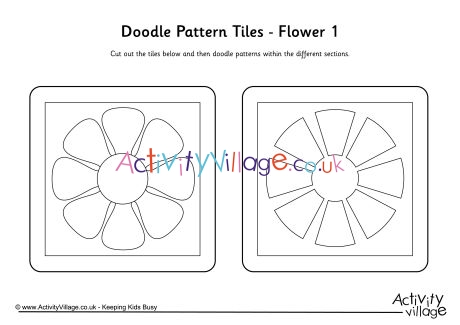 Doodle pattern tiles - flower 1