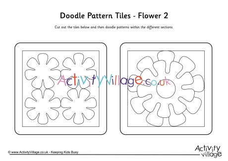 Doodle pattern tiles - flower 2