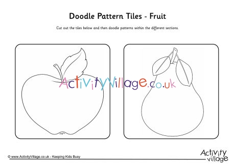 Doodle pattern tiles - fruit