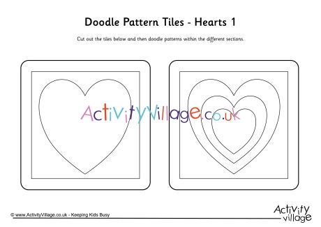 Doodle pattern tiles - hearts 1