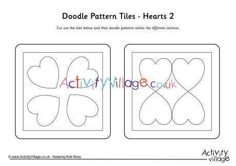 Doodle pattern tiles - hearts 2