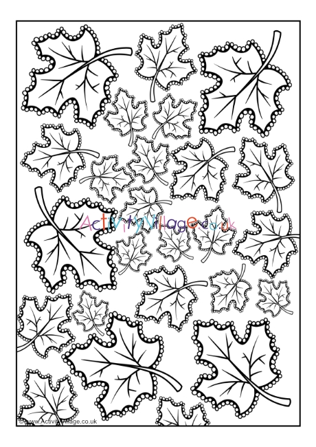 Doodly Autumn Leaves Colouring Page 2