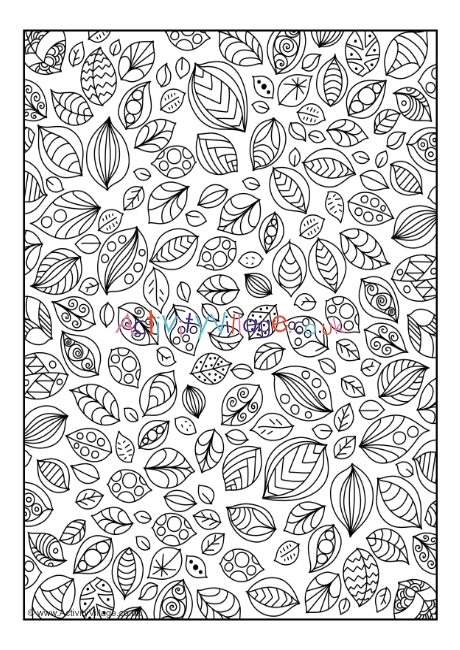 Doodly Autumn Leaves Colouring Page 3