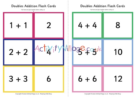 Doubles Addition Folding Flash Cards