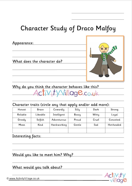 Draco Malfoy worksheet