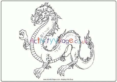 Dragon colouring page