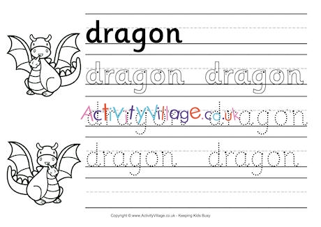 Dragon handwriting worksheet