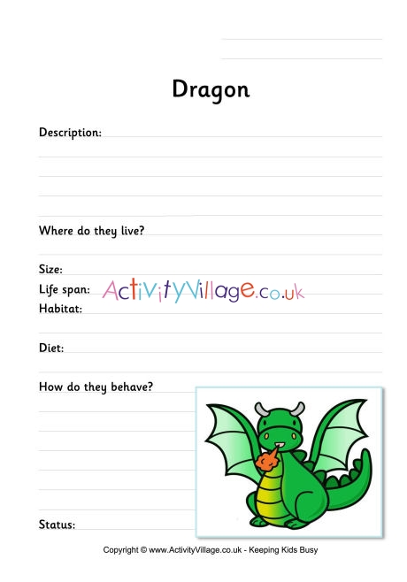 Dragon worksheet