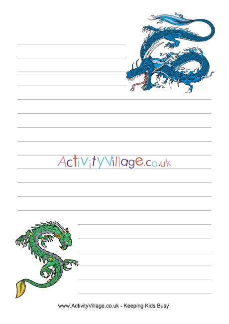 Dragons writing paper