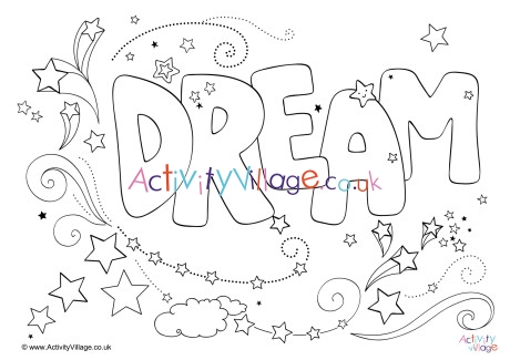 Dream Word Colouring Page