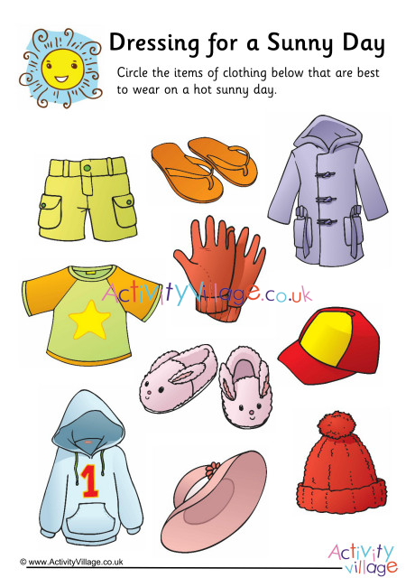 Dressing For A Sunny Day Worksheet