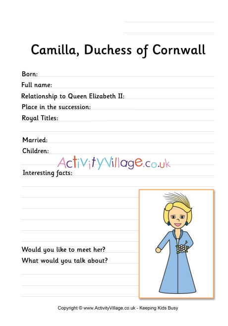 Duchess of Cornwall worksheet