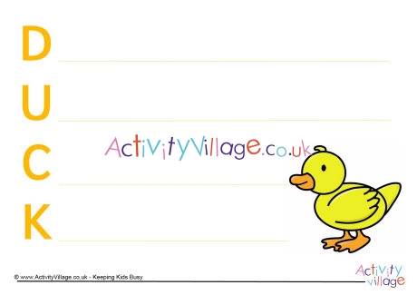 Duck Acrostic Poem Printable