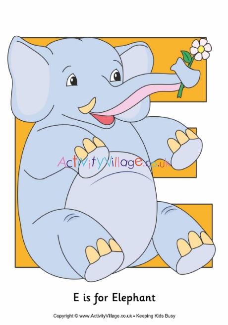 E is for elephant poster