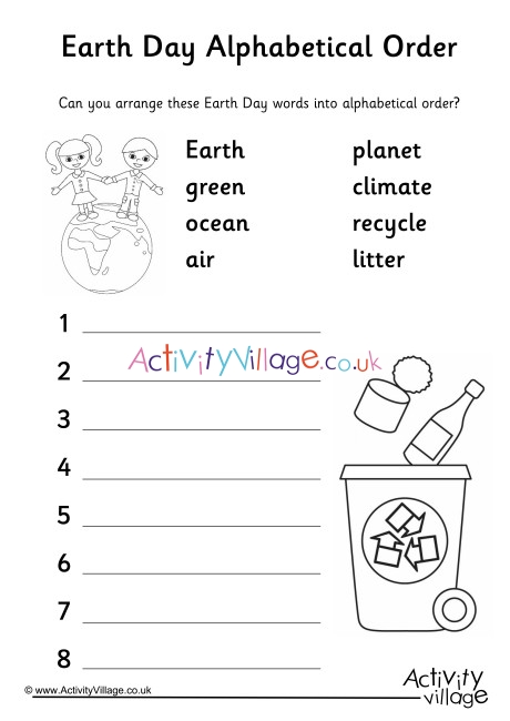 Earth Day Alphabetical Order 
