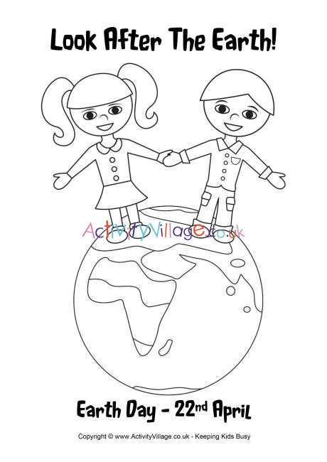 Earth Day colouring page