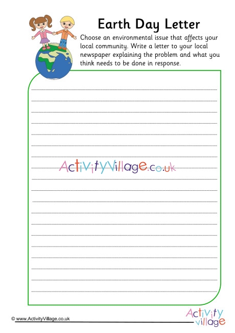 Earth Day Letter Worksheet