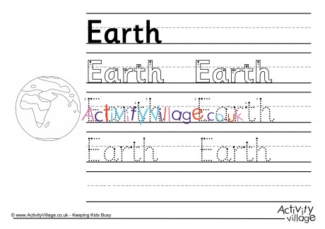 Earth handwriting worksheet