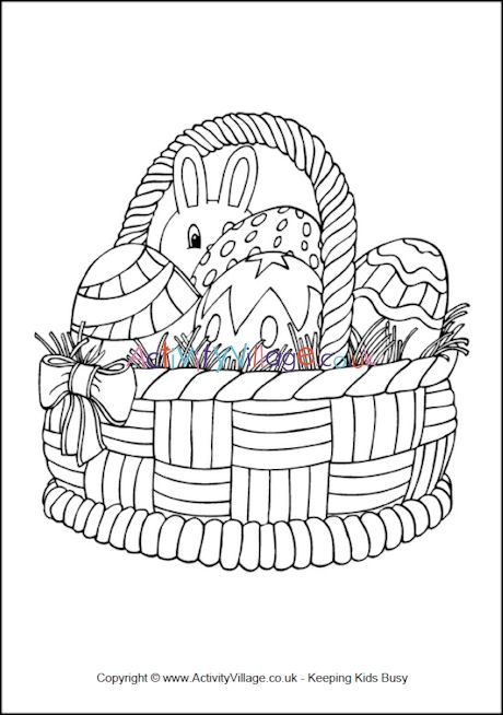 Easter basket colouring page
