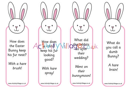 Easter Bunny jokes bookmarks