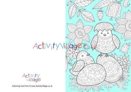 Easter chicks colour pop colouring card