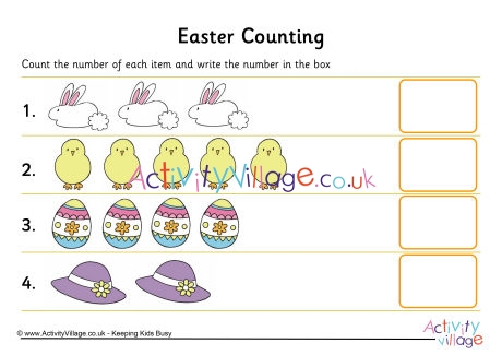 Easter counting worksheet 1