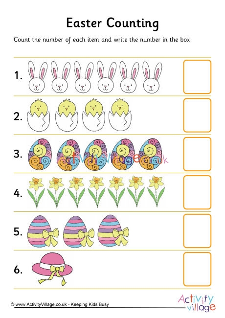 Easter counting worksheet 2