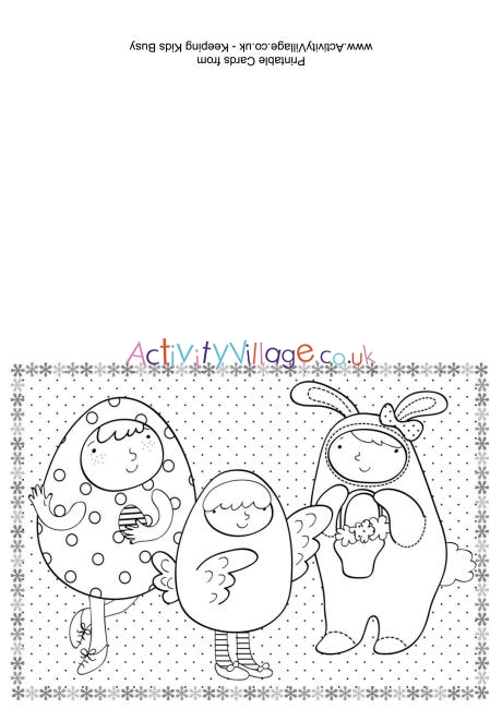 Easter dressing up colouring card