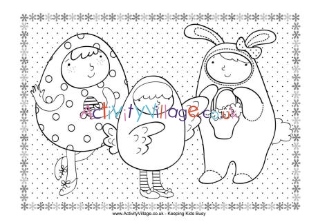 Easter dressing up colouring page