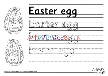 Easter egg handwriting worksheet