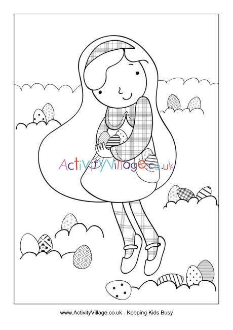 Easter egg hunt colouring page 