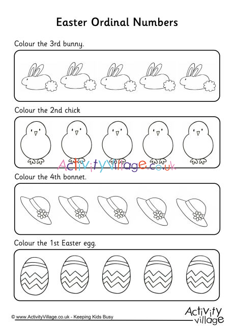 Easter Ordinal Numbers Worksheet 1
