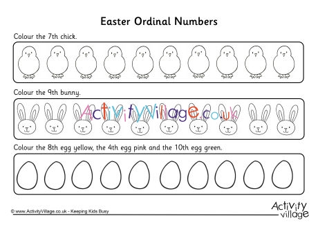 Easter ordinal numbers worksheet 2