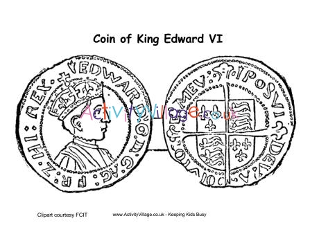 Edward VI coins colouring page