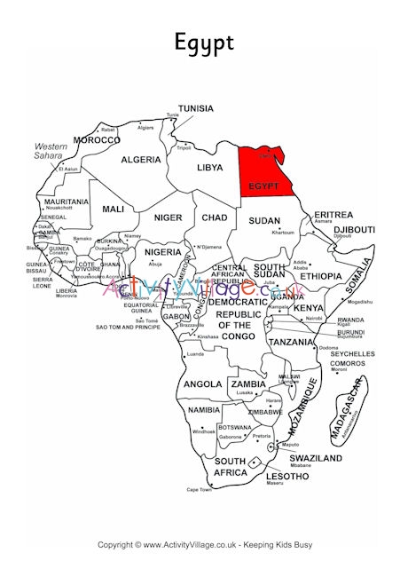 Egypt on map of Africa