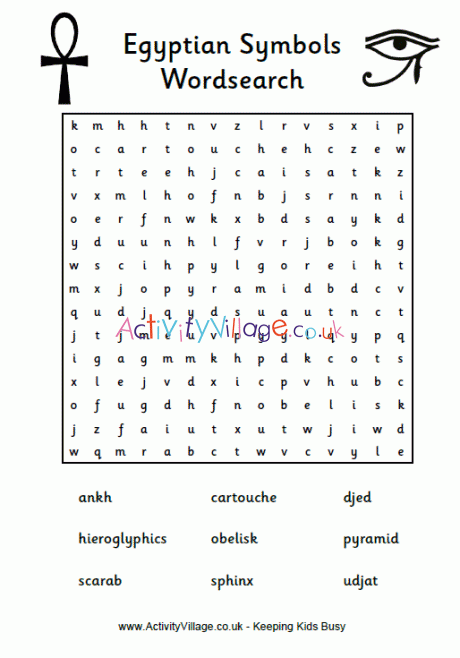 Egyptian symbols word search