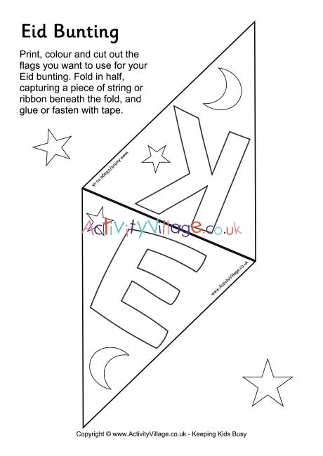 Eid colouring bunting printable