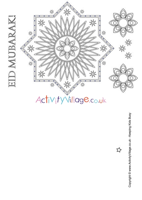 Eid Mubarak colouring card 1