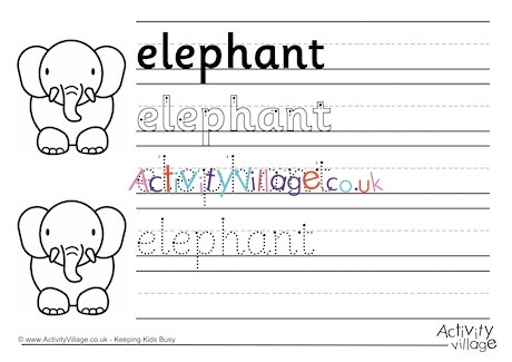 Elephant Handwriting Worksheet