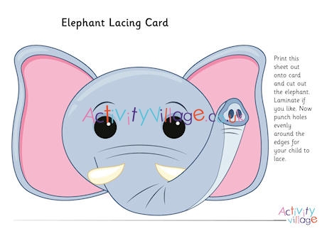 Elephant Lacing Card 3