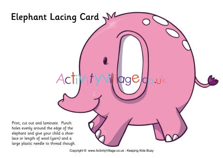 Elephant lacing card 